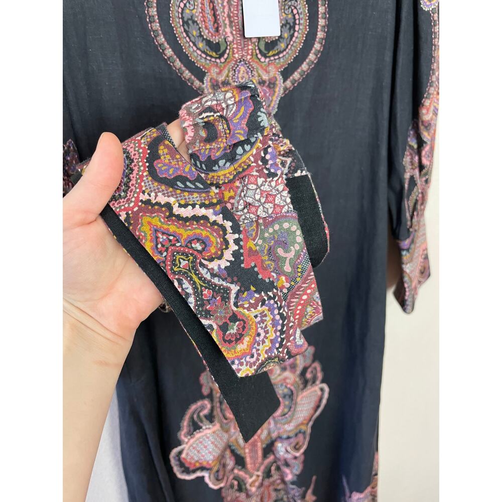 NEW Sally Philips Dark Boho Paisley Button Up Maxi Dress Size 6 Linen Viscose - Picture 3 of 6